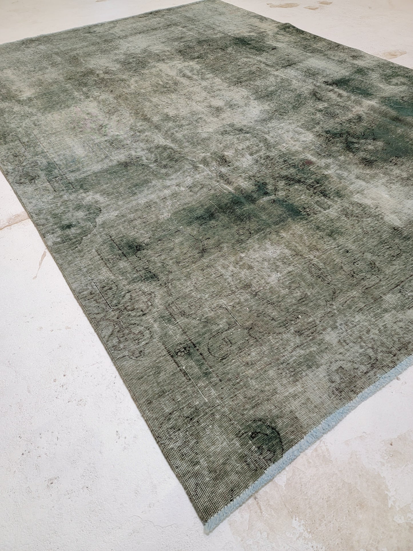 Hand-Knotted Wool Distressed Over Dye Rug Tabriz 7'8" x 10'1"