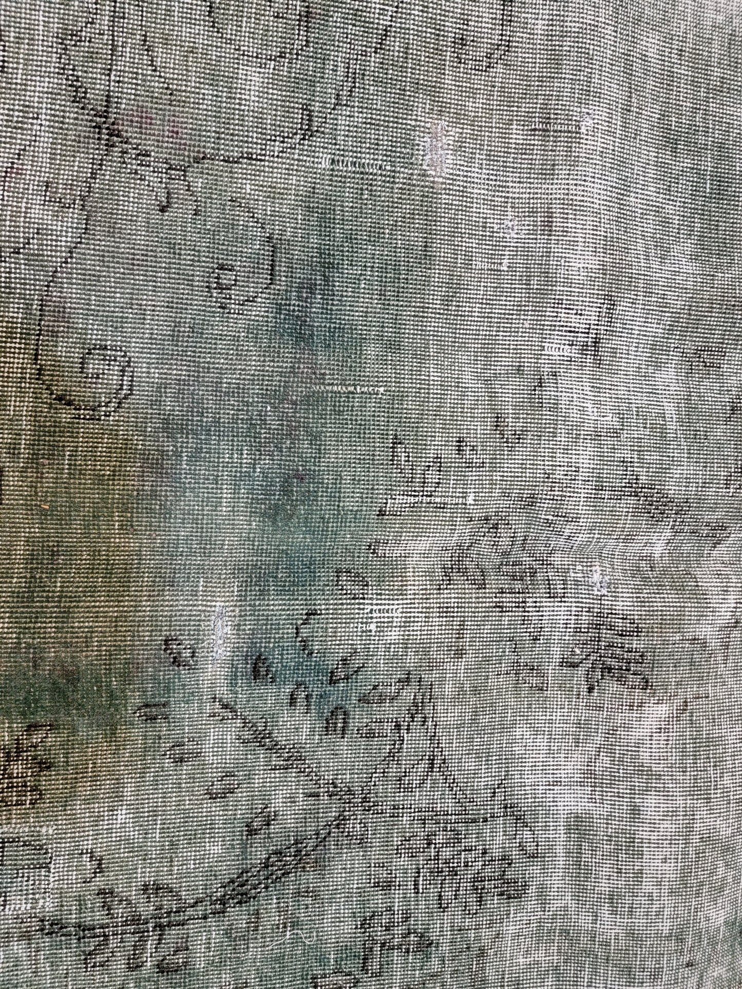 Hand-Knotted Wool Distressed Over Dye Rug Tabriz 7'8" x 10'1"