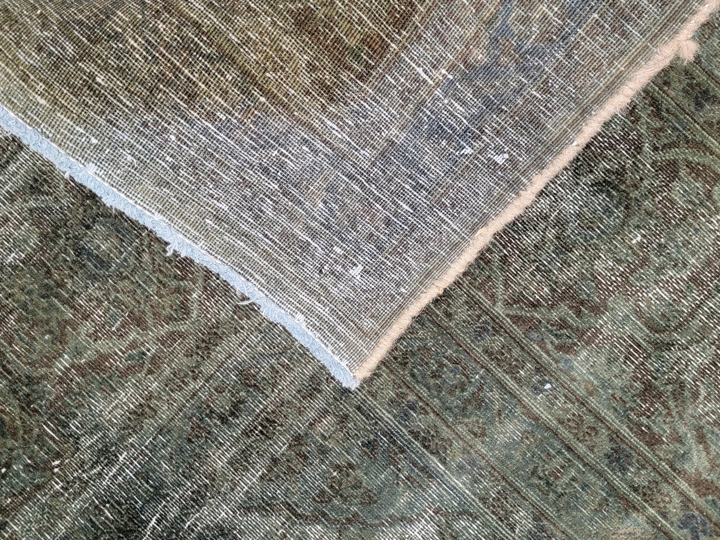 Hand-Knotted Wool Destressed Kerman Rug 9'6" x 13'