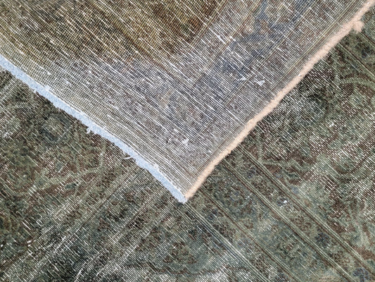 Hand-Knotted Wool Destressed Kerman Rug 9'6" x 13'