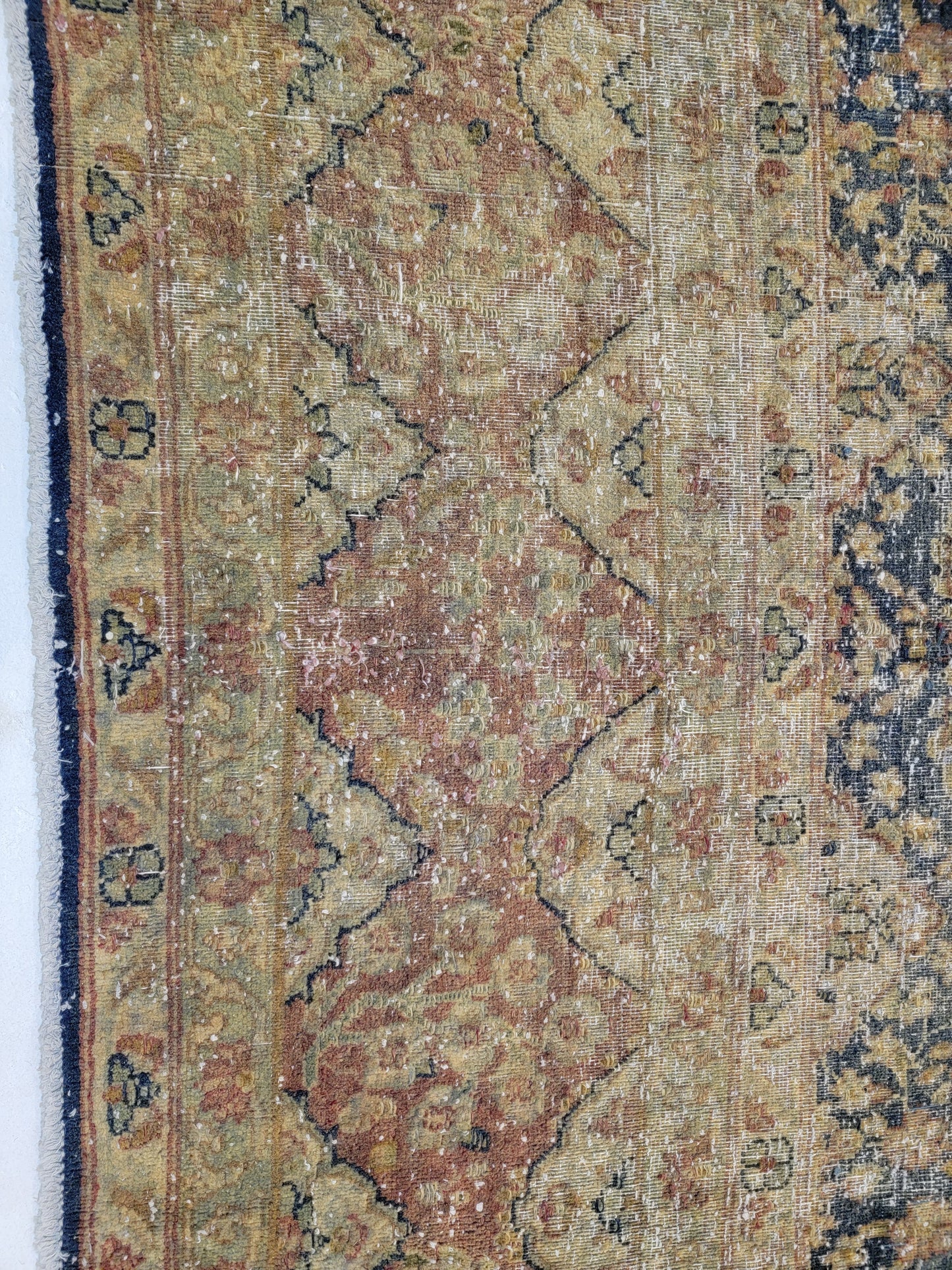 Hand-Knotted Wool Destressed Kerman Rug 9'6" x 13'