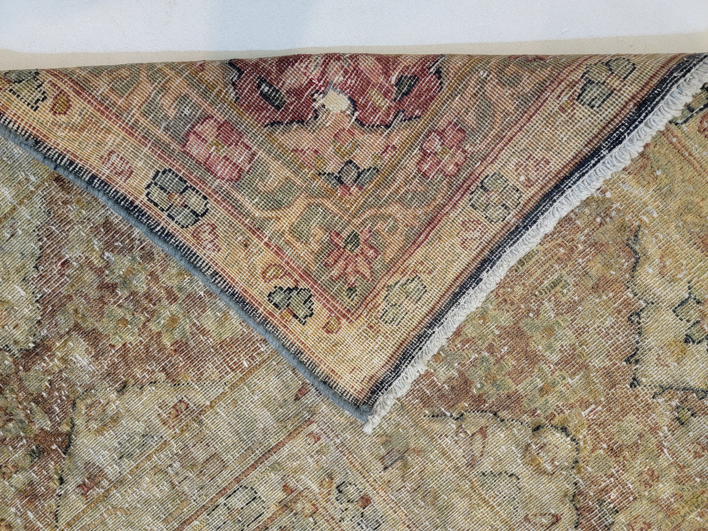 Hand-Knotted Wool Destressed Kerman Rug 9'6" x 13'