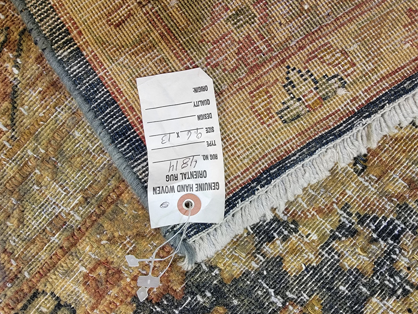Hand-Knotted Wool Destressed Kerman Rug 9'6" x 13'