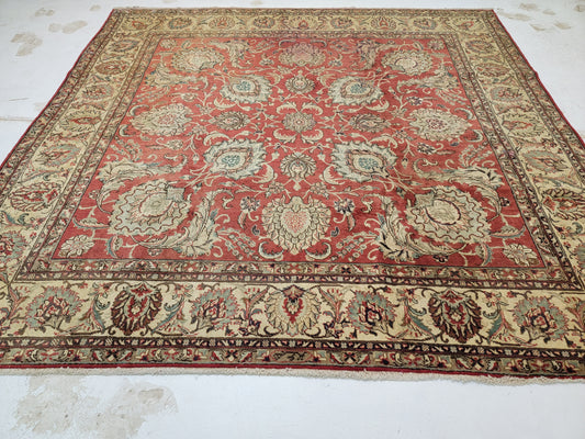 Hand-Knotted Wool Rug persian Tabriz 9'8" x 9'10"