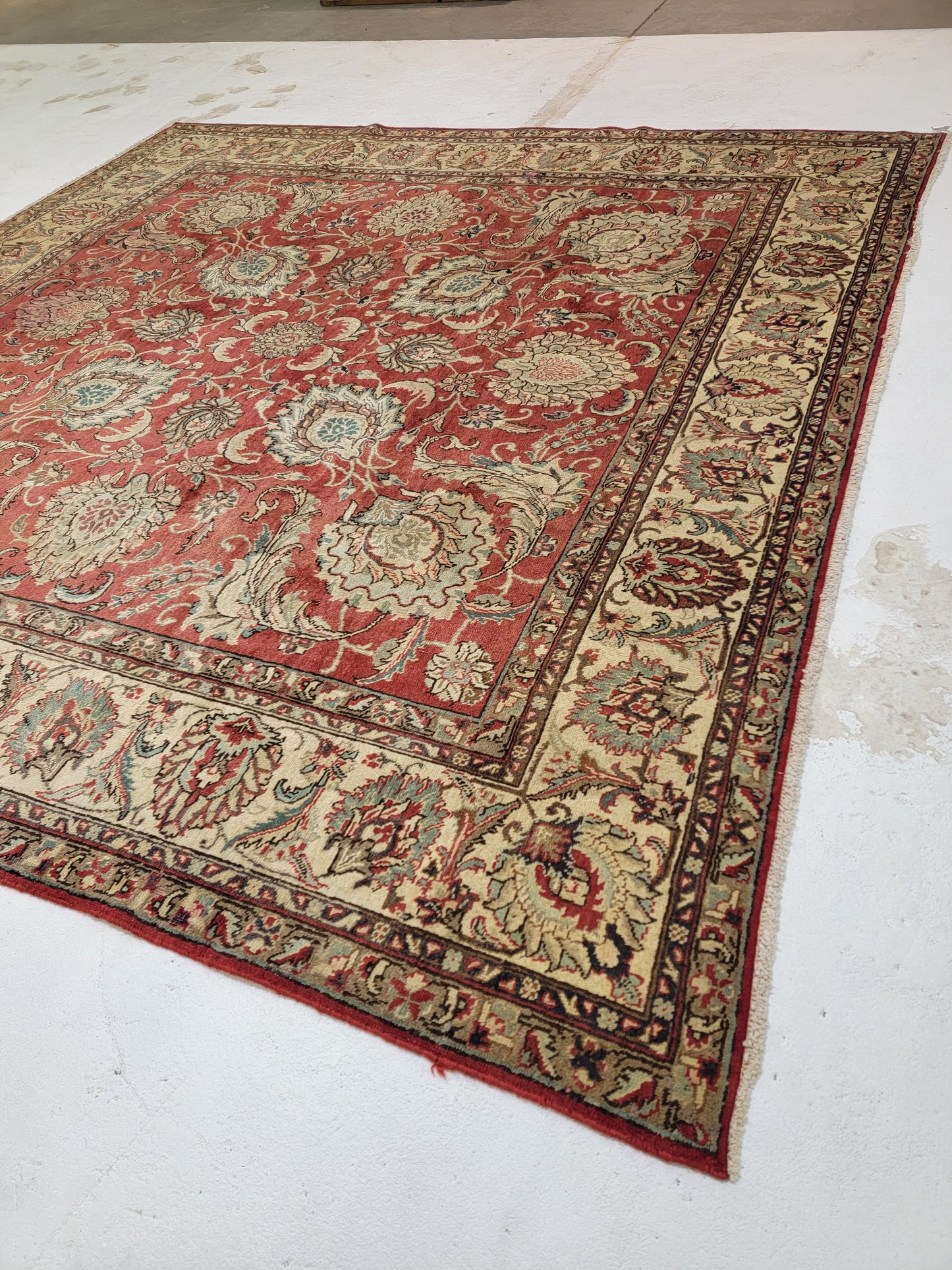 Hand-Knotted Wool Rug persian Tabriz 9'8" x 9'10"