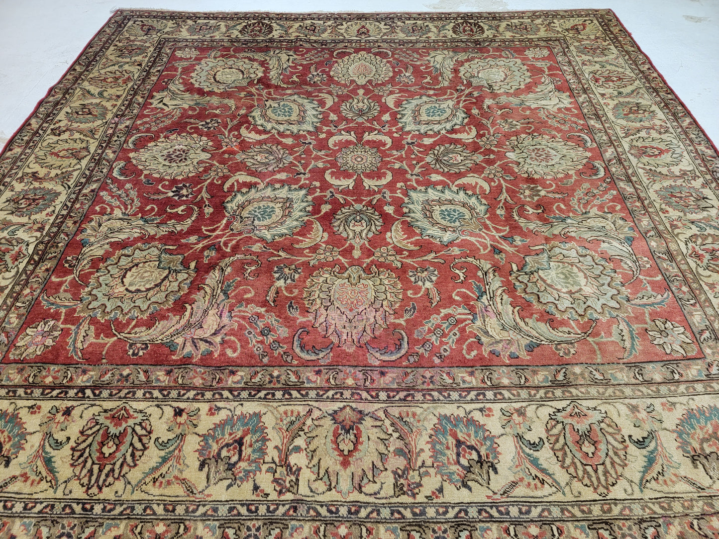 Hand-Knotted Wool Rug persian Tabriz 9'8" x 9'10"