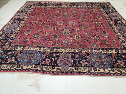 Hand-Knotted Wool Rug Persian Mashad/Khorassan 11'2"x 11'9"