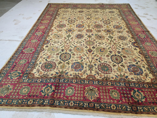 Hand-Knotted Wool Rug Allover Design tabriz 9'8" x 12'10"