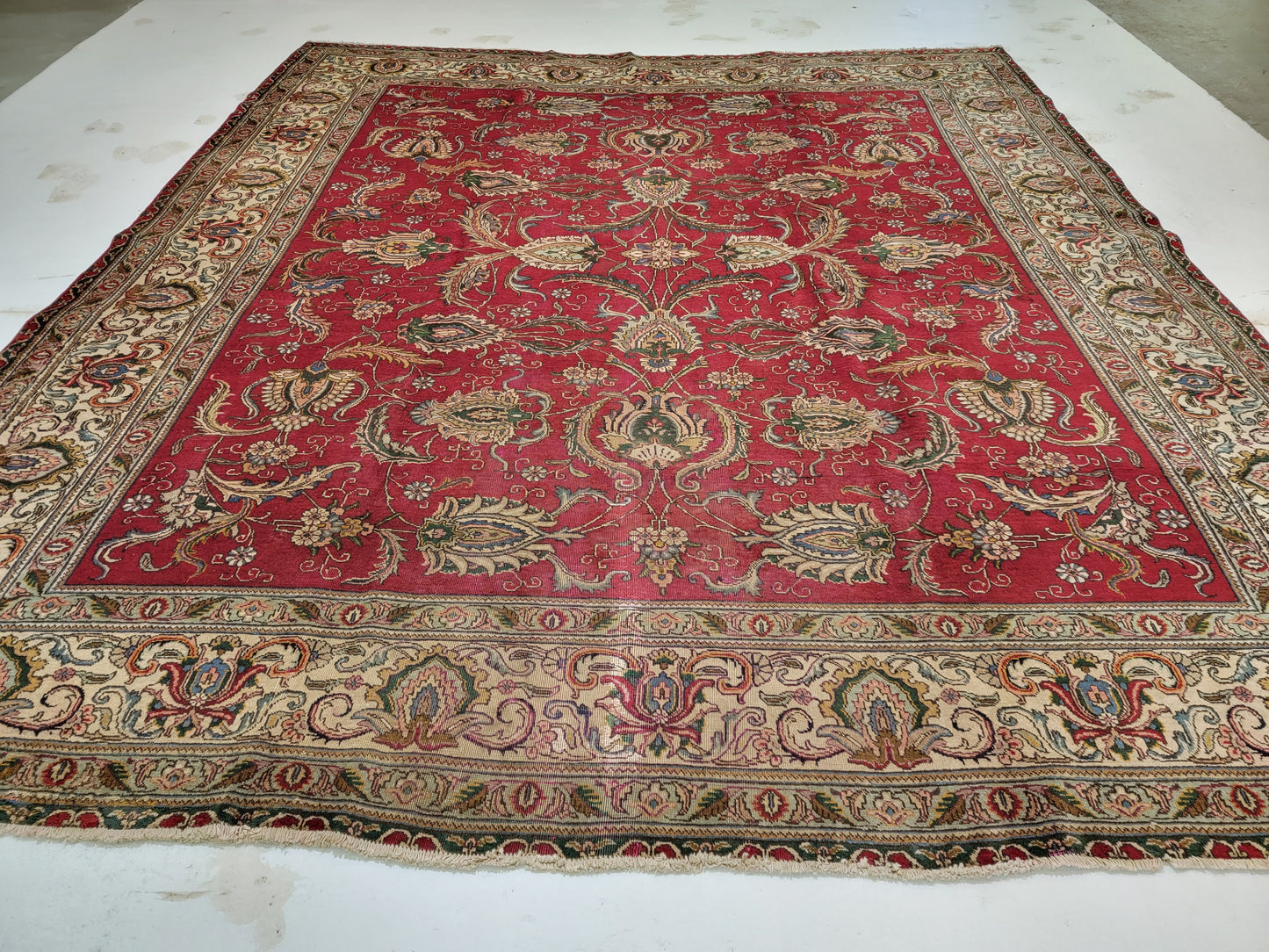 Hand-Knotted Wool Rug Tabriz 11'5" x 13'
