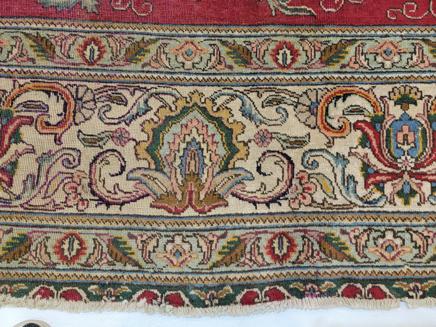 Hand-Knotted Wool Rug Tabriz 11'5" x 13'