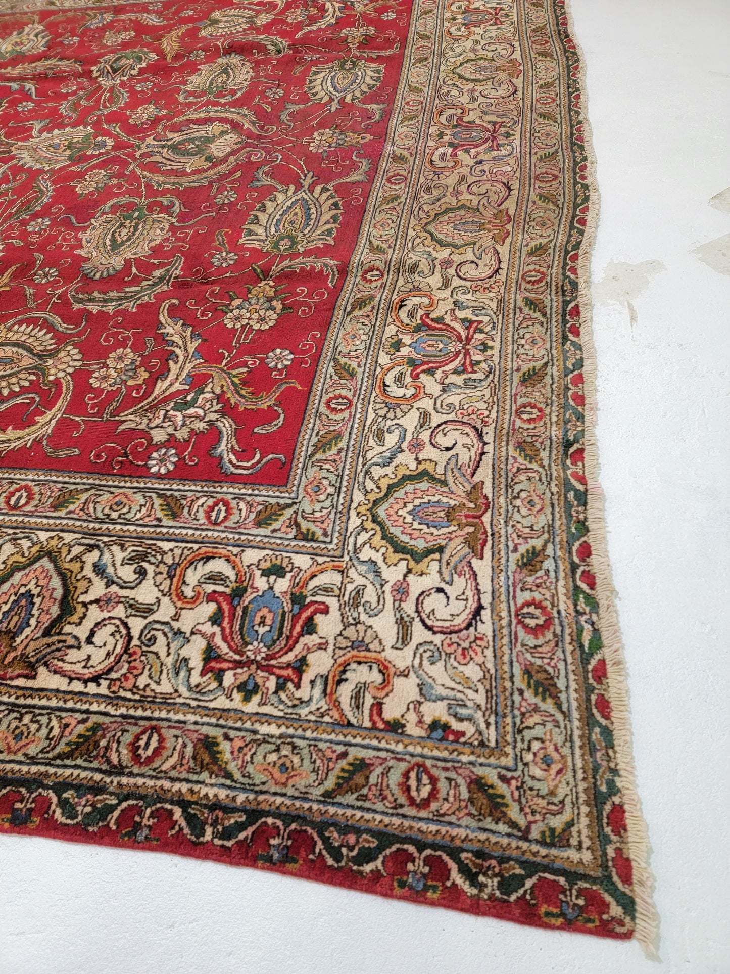 Hand-Knotted Wool Rug Tabriz 11'5" x 13'