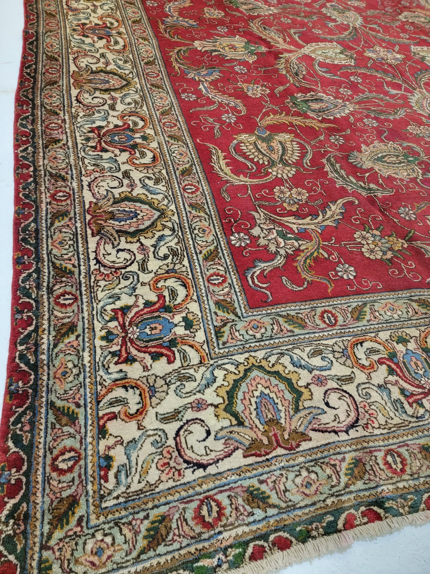 Hand-Knotted Wool Rug Tabriz 11'5" x 13'