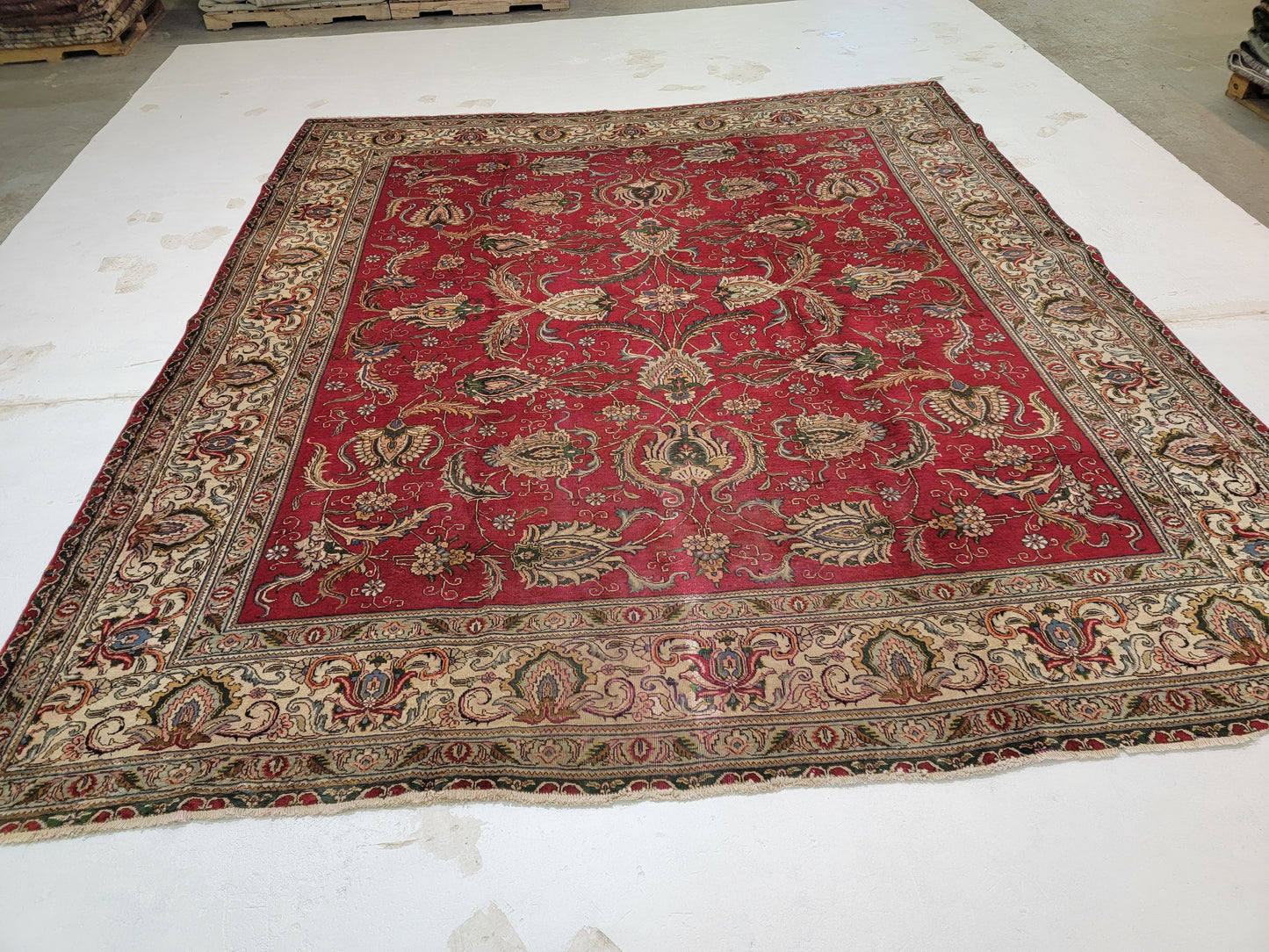 Hand-Knotted Wool Rug Tabriz 11'5" x 13'