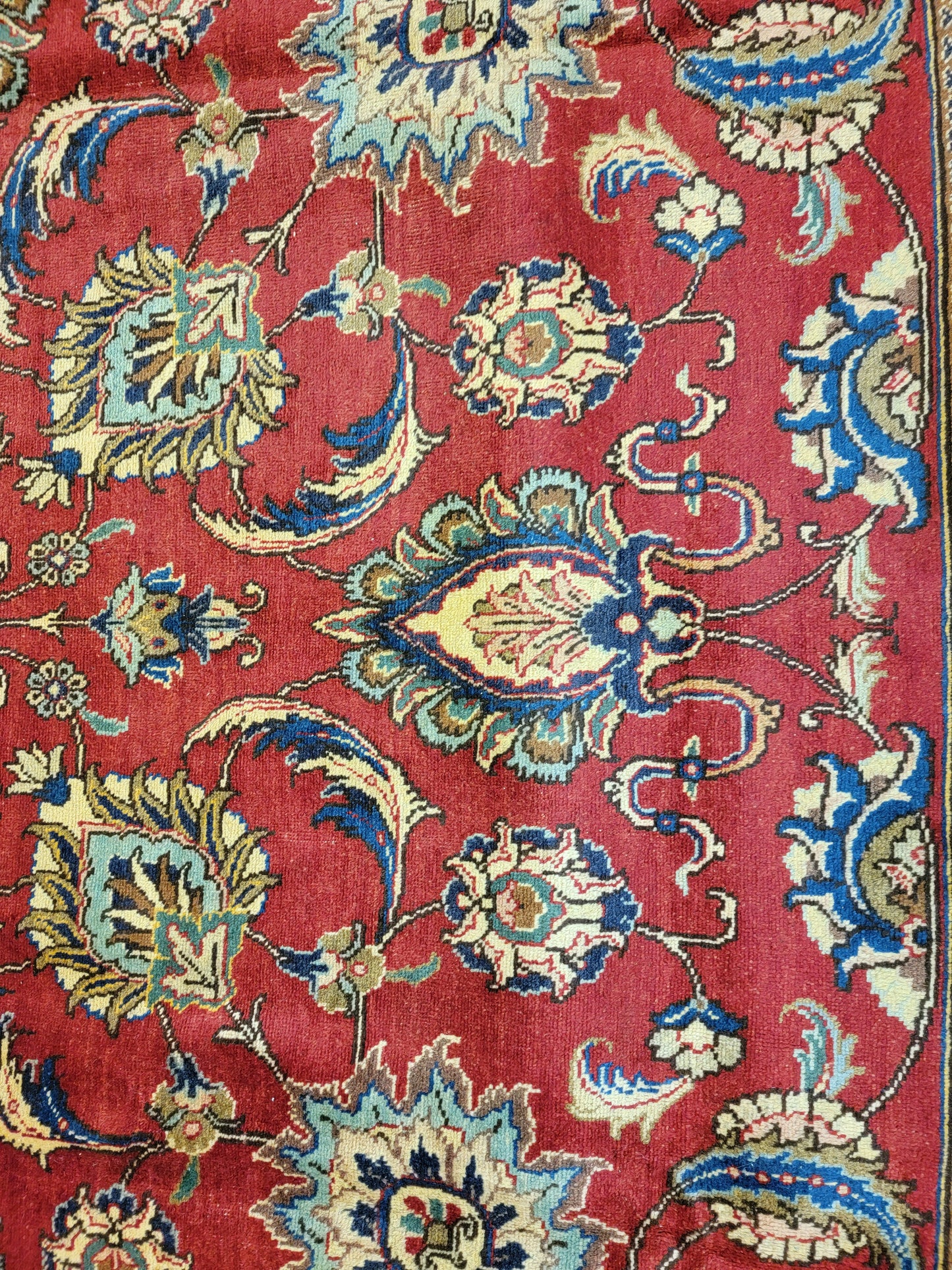 Hand-Knotted Wool Rug Tabriz allover Design 9'6" x 13'