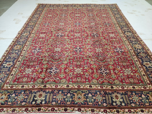 Hand-Knotted Wool Rug tabriz all over design 9'10" x 12'11"