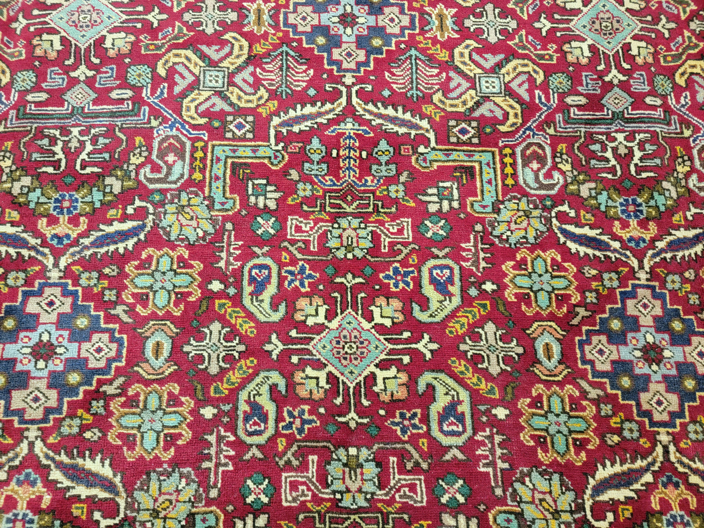 Hand-Knotted Wool Rug tabriz all over design 9'10" x 12'11"