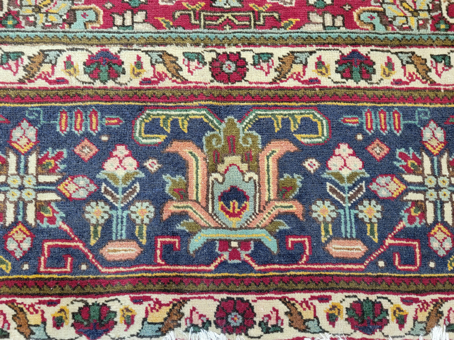 Hand-Knotted Wool Rug tabriz all over design 9'10" x 12'11"