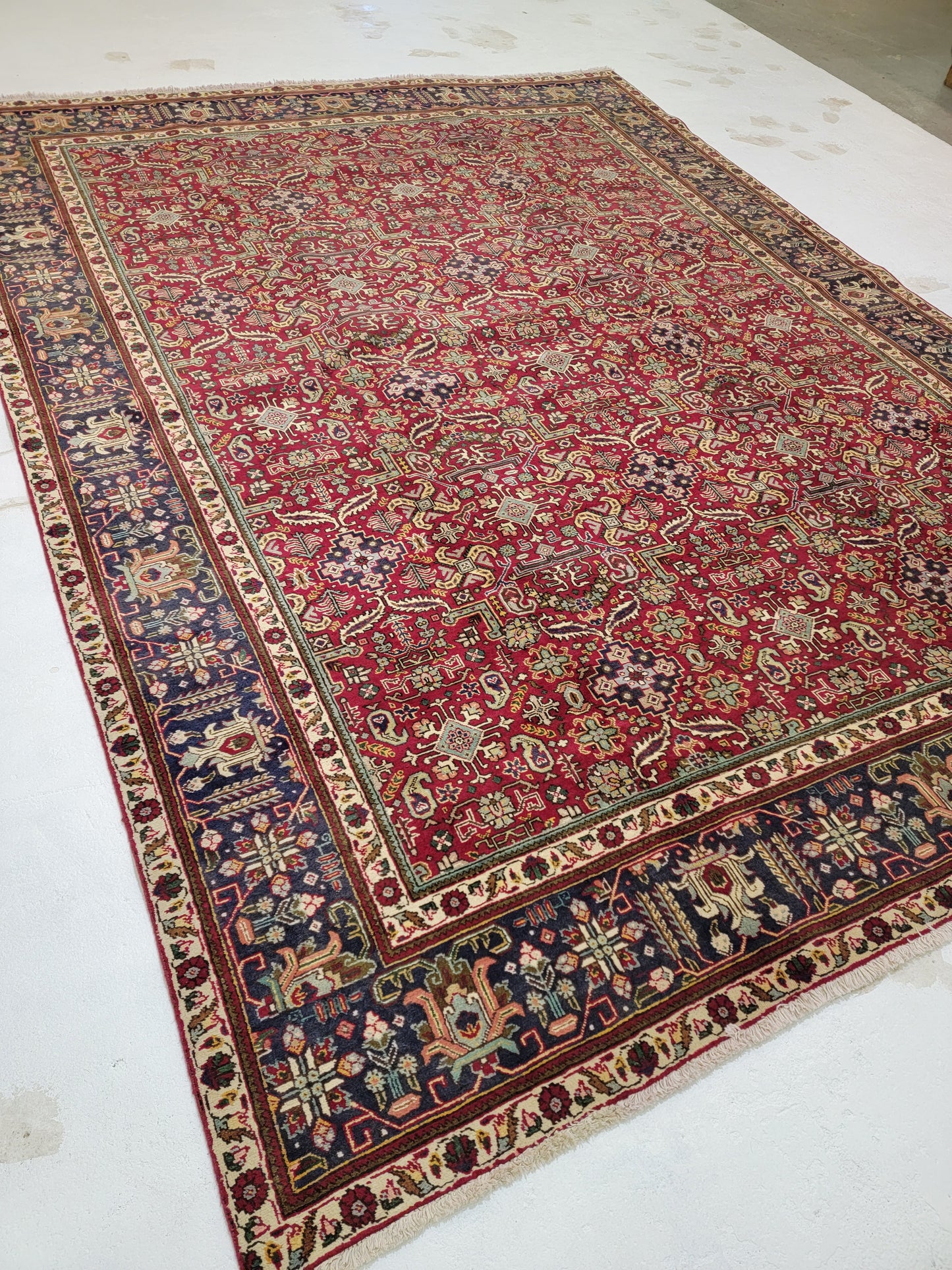 Hand-Knotted Wool Rug tabriz all over design 9'10" x 12'11"