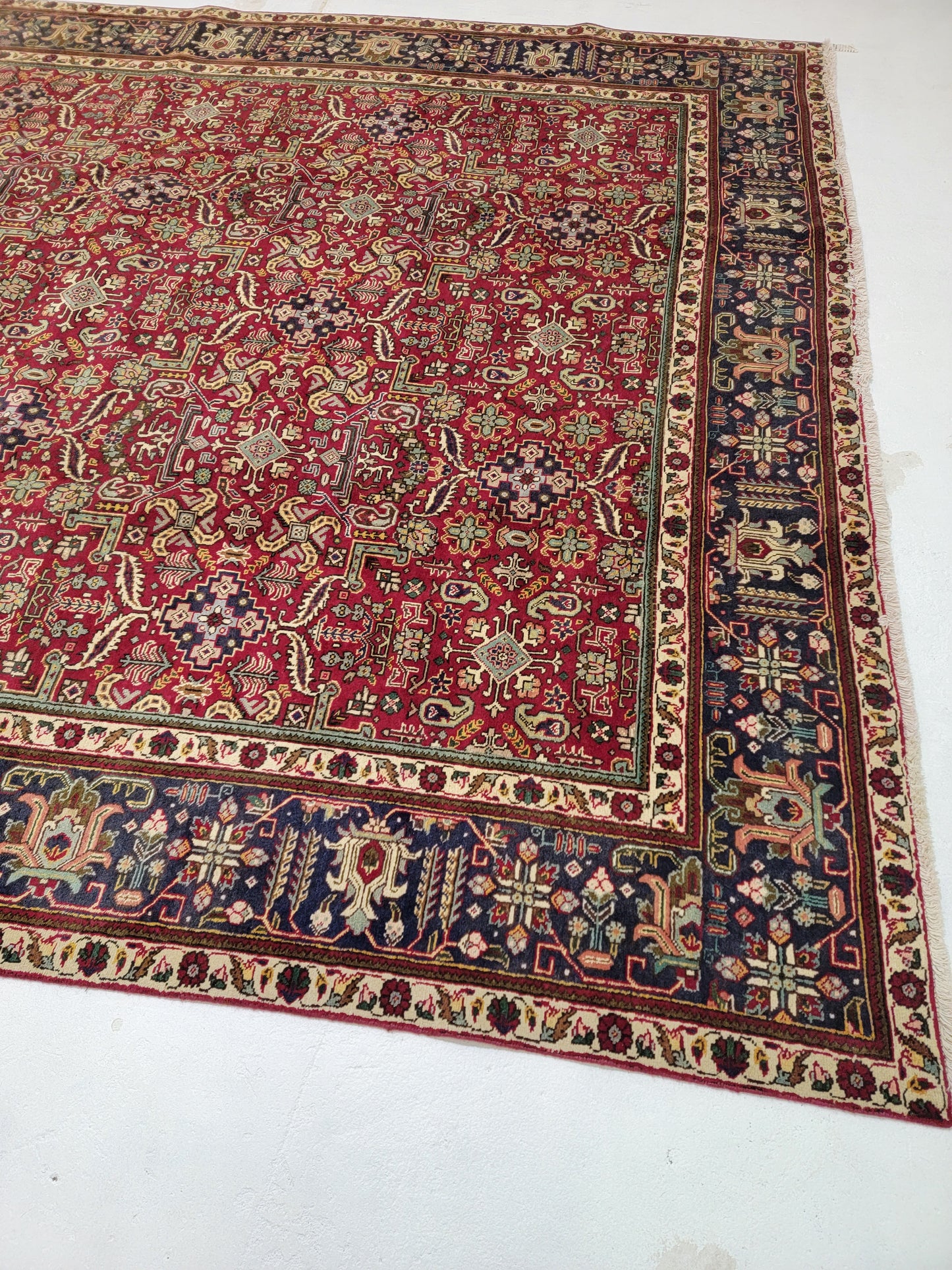 Hand-Knotted Wool Rug tabriz all over design 9'10" x 12'11"