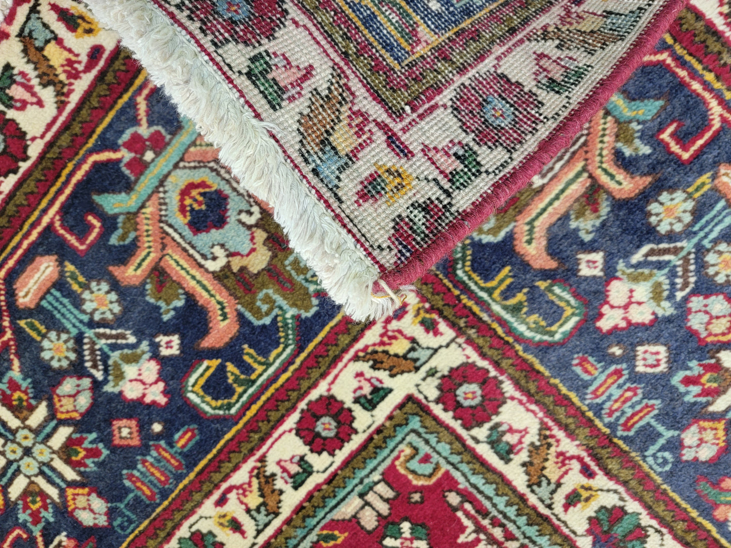 Hand-Knotted Wool Rug tabriz all over design 9'10" x 12'11"