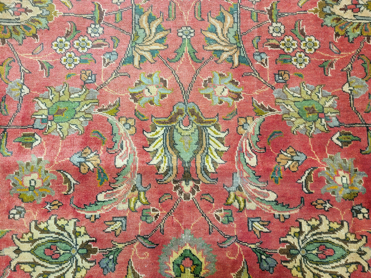Hand-Knotted Wool Rug Tabriz allover design 9'8" x 13'2"