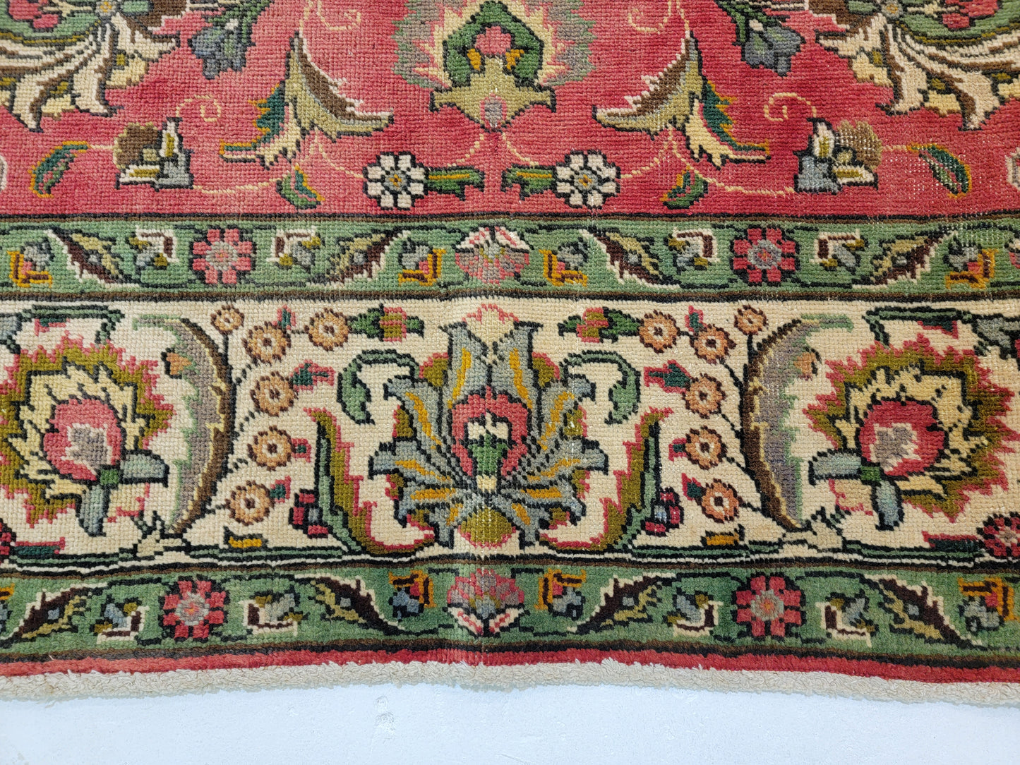 Hand-Knotted Wool Rug Tabriz allover design 9'8" x 13'2"