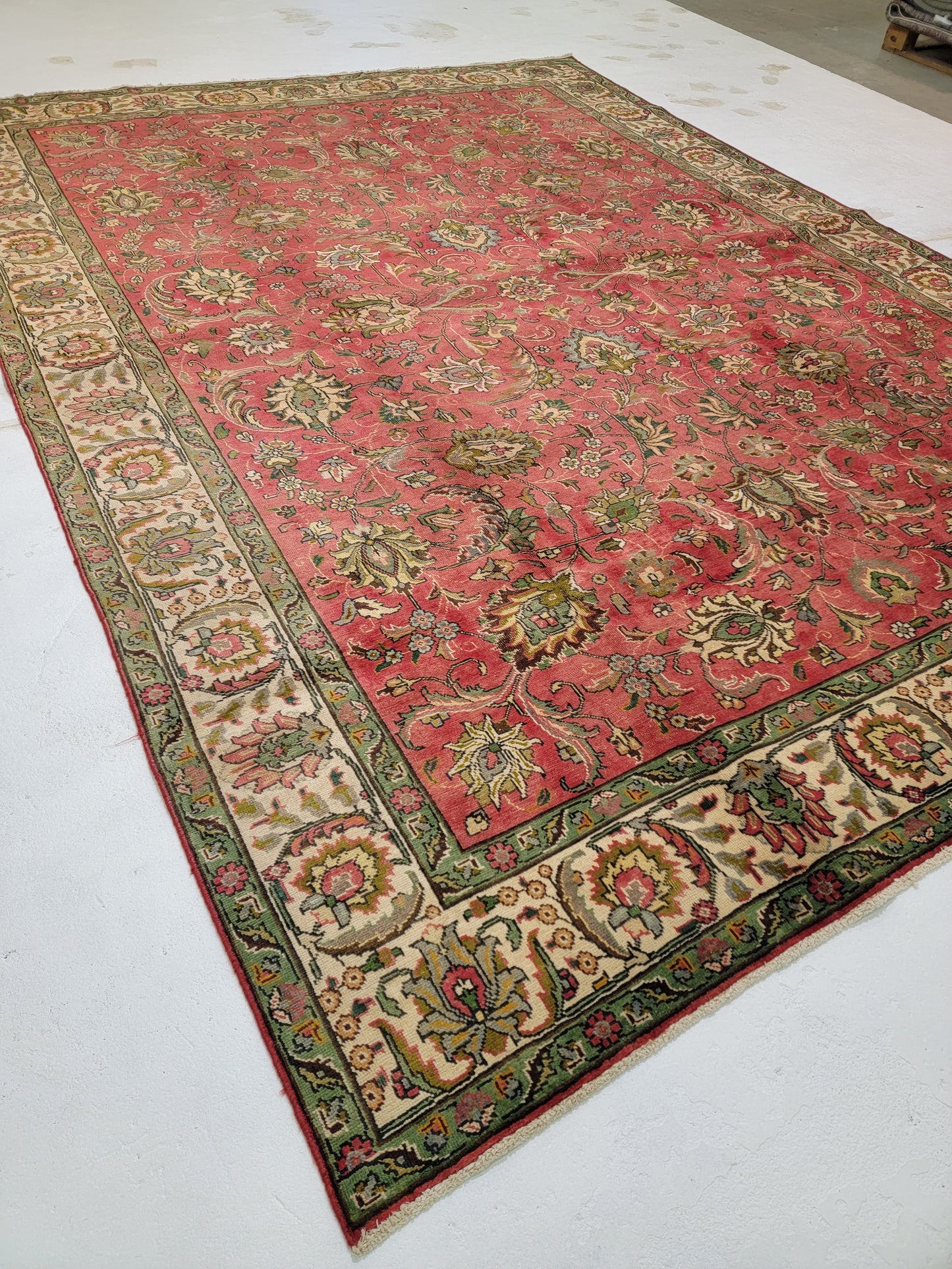 Hand-Knotted Wool Rug Tabriz allover design 9'8" x 13'2"