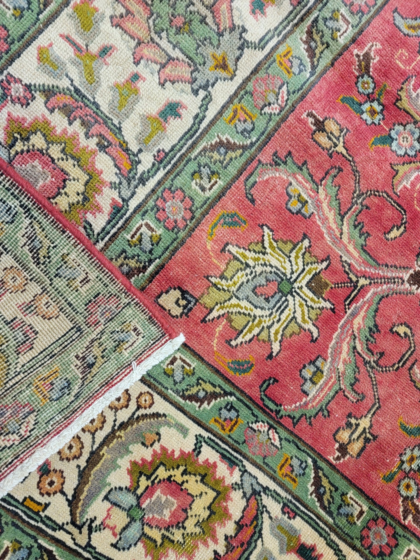 Hand-Knotted Wool Rug Tabriz allover design 9'8" x 13'2"