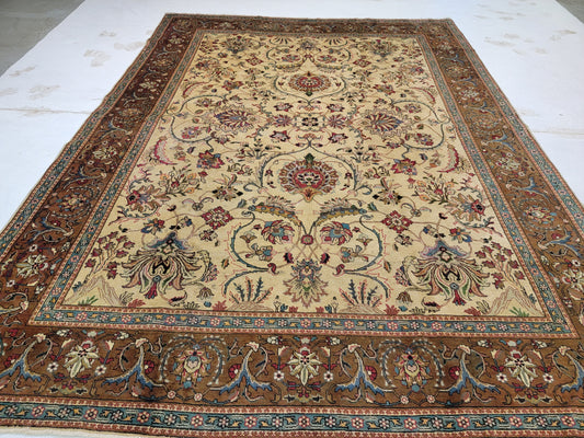 Hand-Knotted Wool Rug Tabriz Allover design 10' x 13'4"