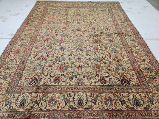 Hand-Knotted Wool Rug Persian Tabriz 9'7" x 12'9"