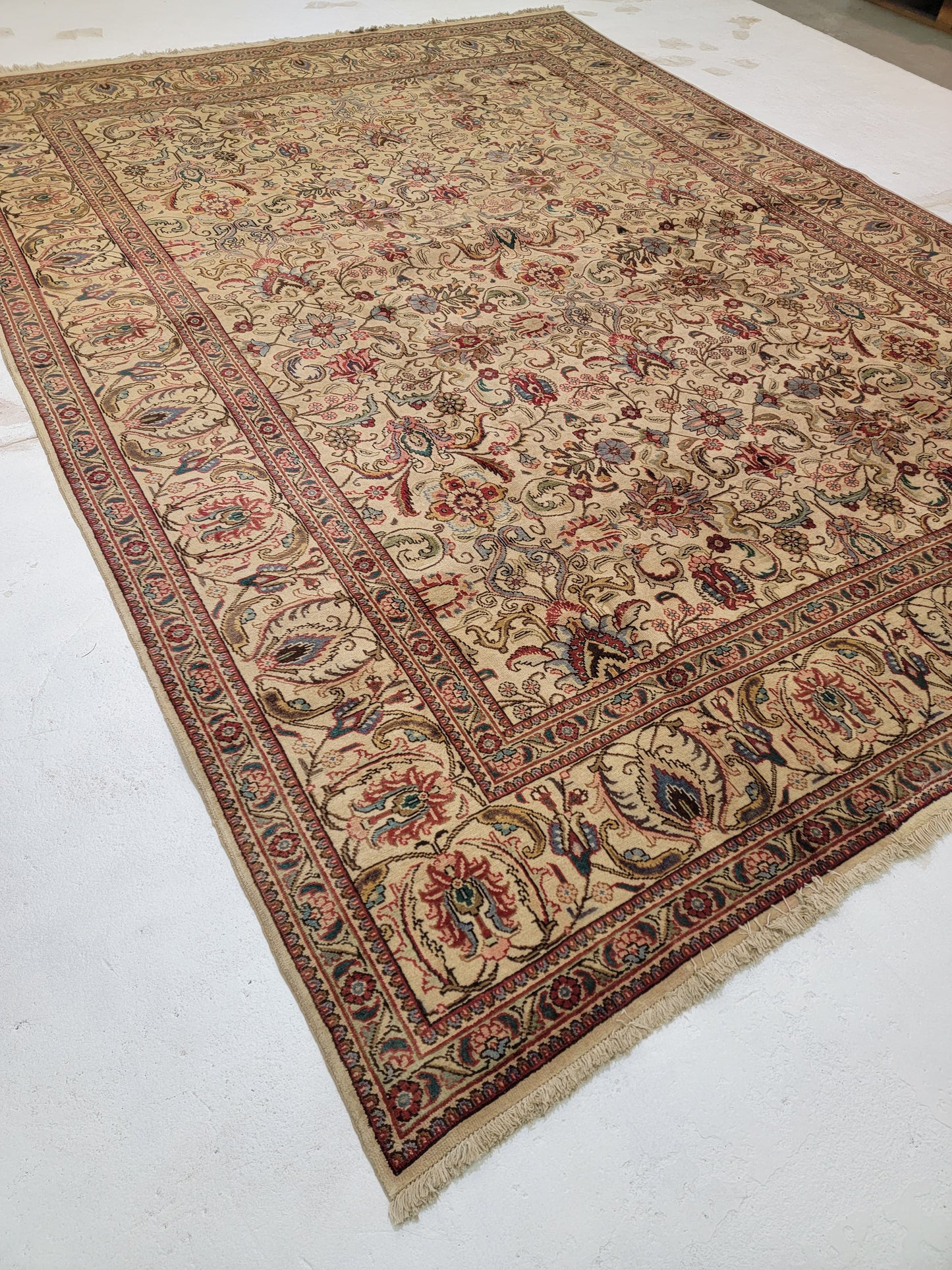 Hand-Knotted Wool Rug Persian Tabriz 9'7" x 12'9"