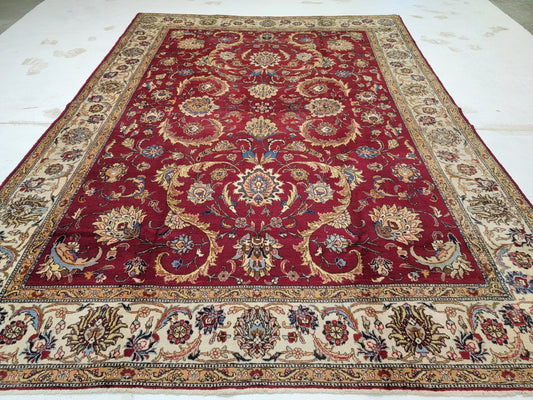 Hand-Knotted Wool Rug Persian Tabriz 9'5" x 12'9"