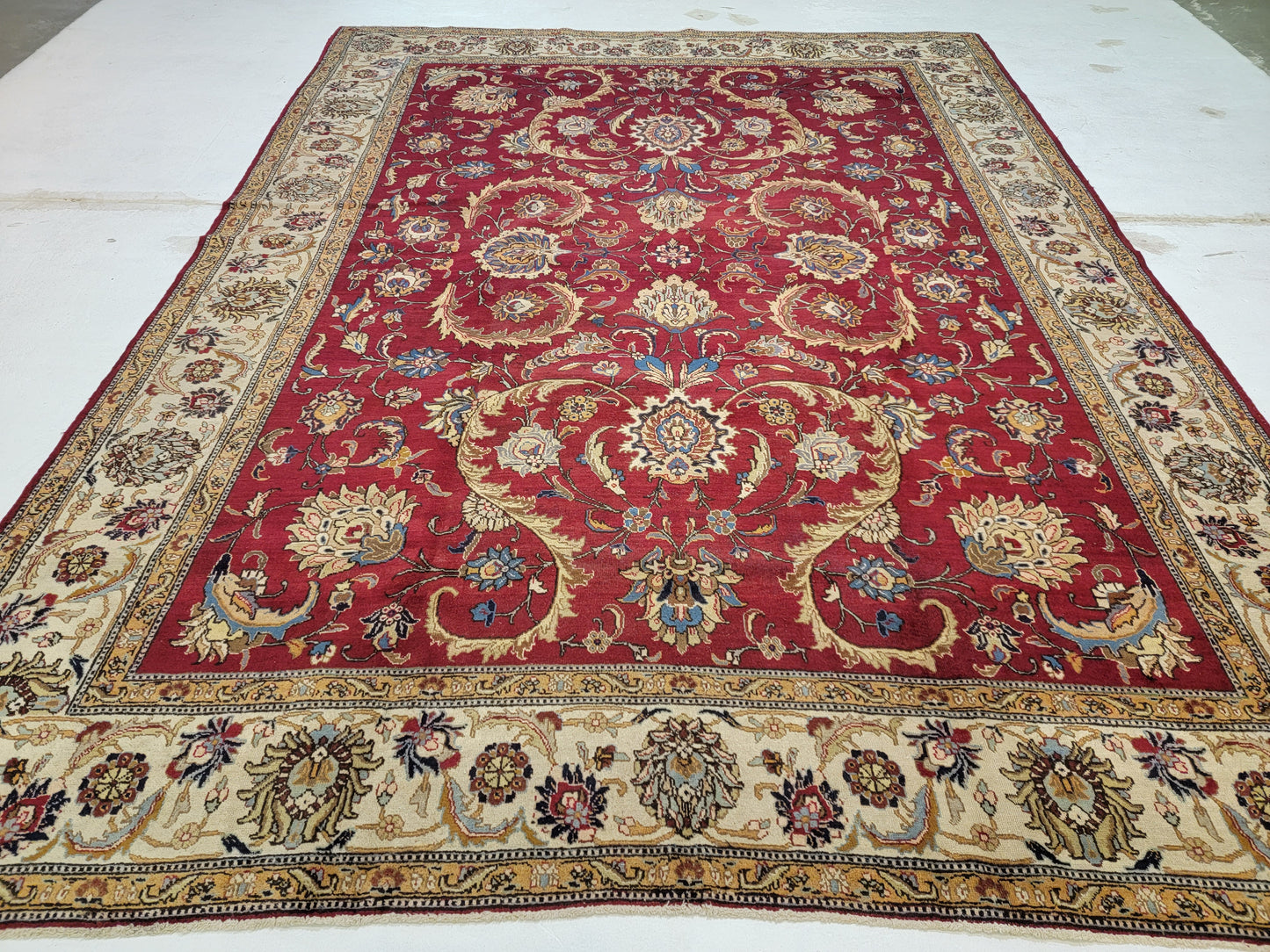 Hand-Knotted Wool Rug Persian Tabriz 9'5" x 12'9"