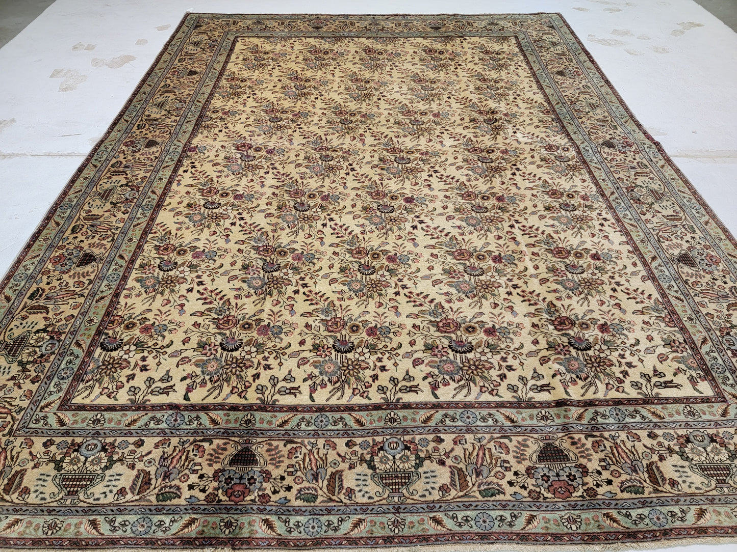Hand-Knotted Wool Rug Persian Tabriz 9'9" x 12'10"