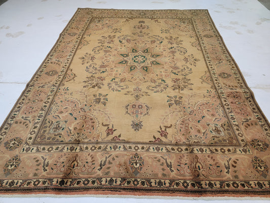 Hand-Knotted Wool Rug Tabriz Tea wash 8' x 11'2"