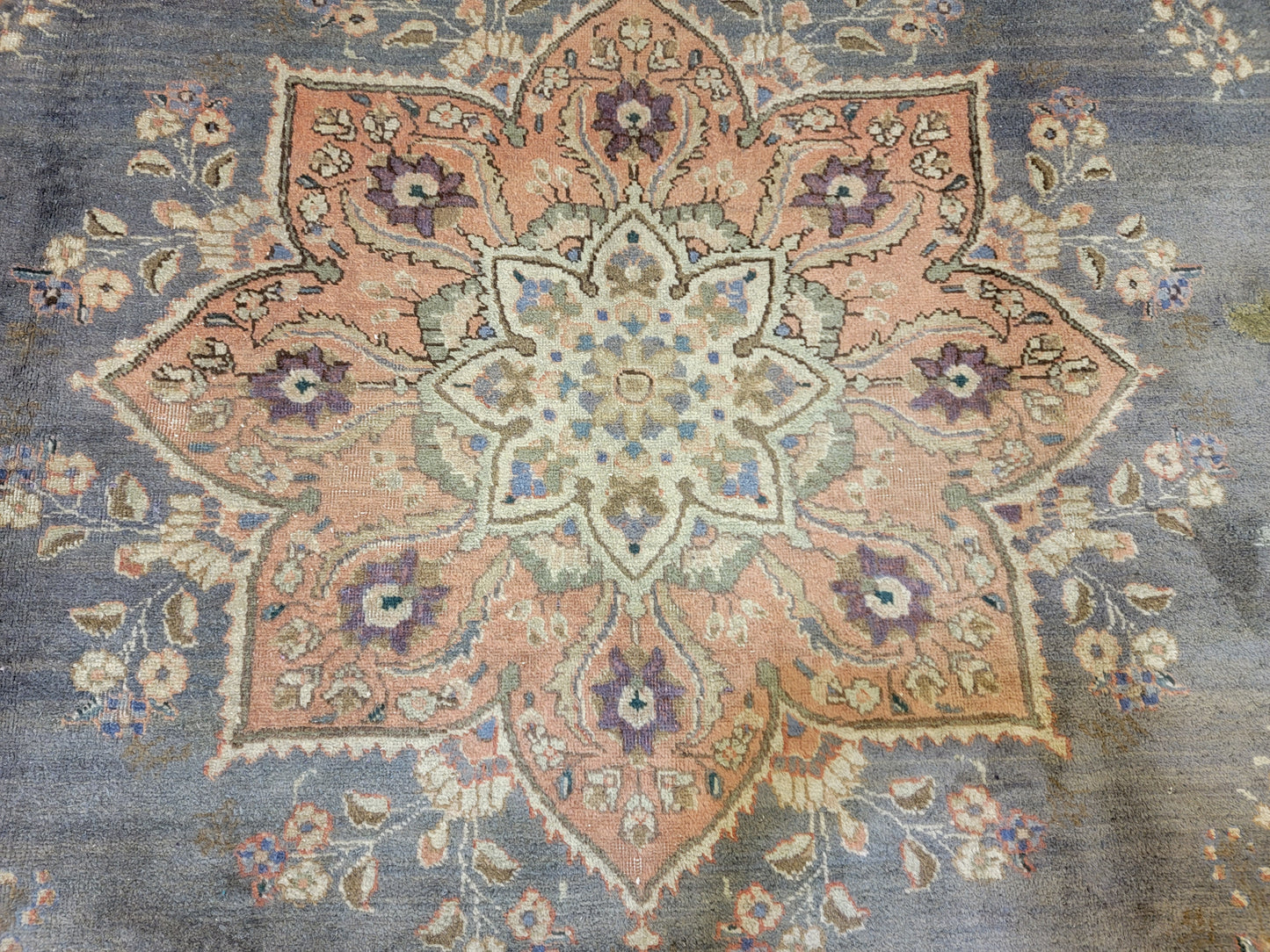 Hand-Knotted Wool Rug Tabriz Medallion 7'4" x 12'
