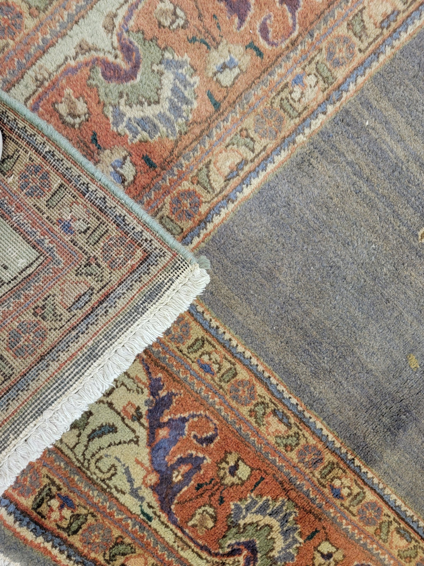 Hand-Knotted Wool Rug Tabriz Medallion 7'4" x 12'