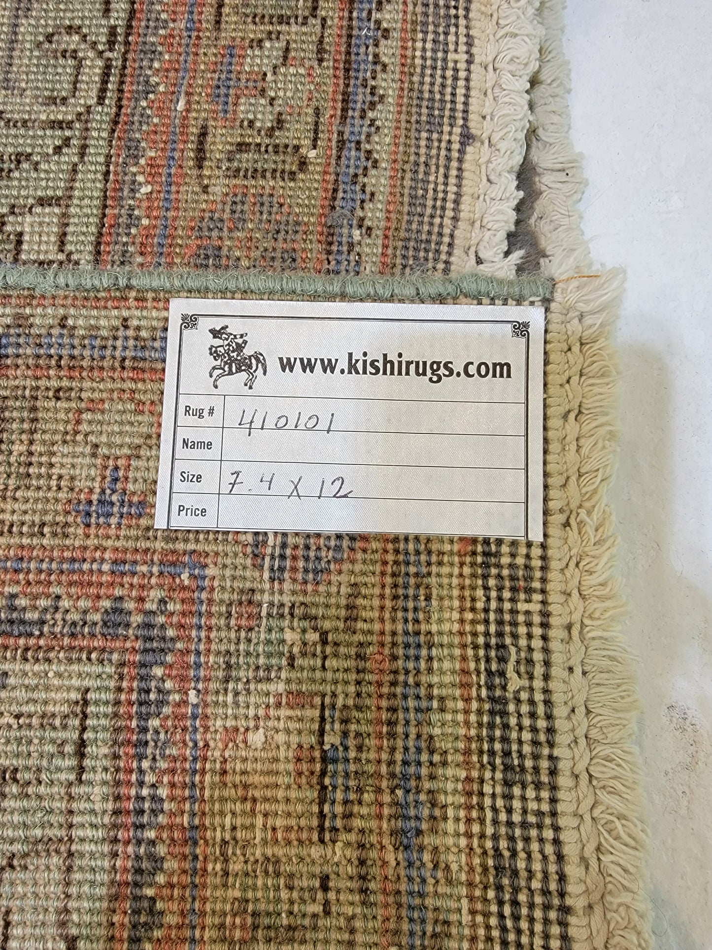 Hand-Knotted Wool Rug Tabriz Medallion 7'4" x 12'
