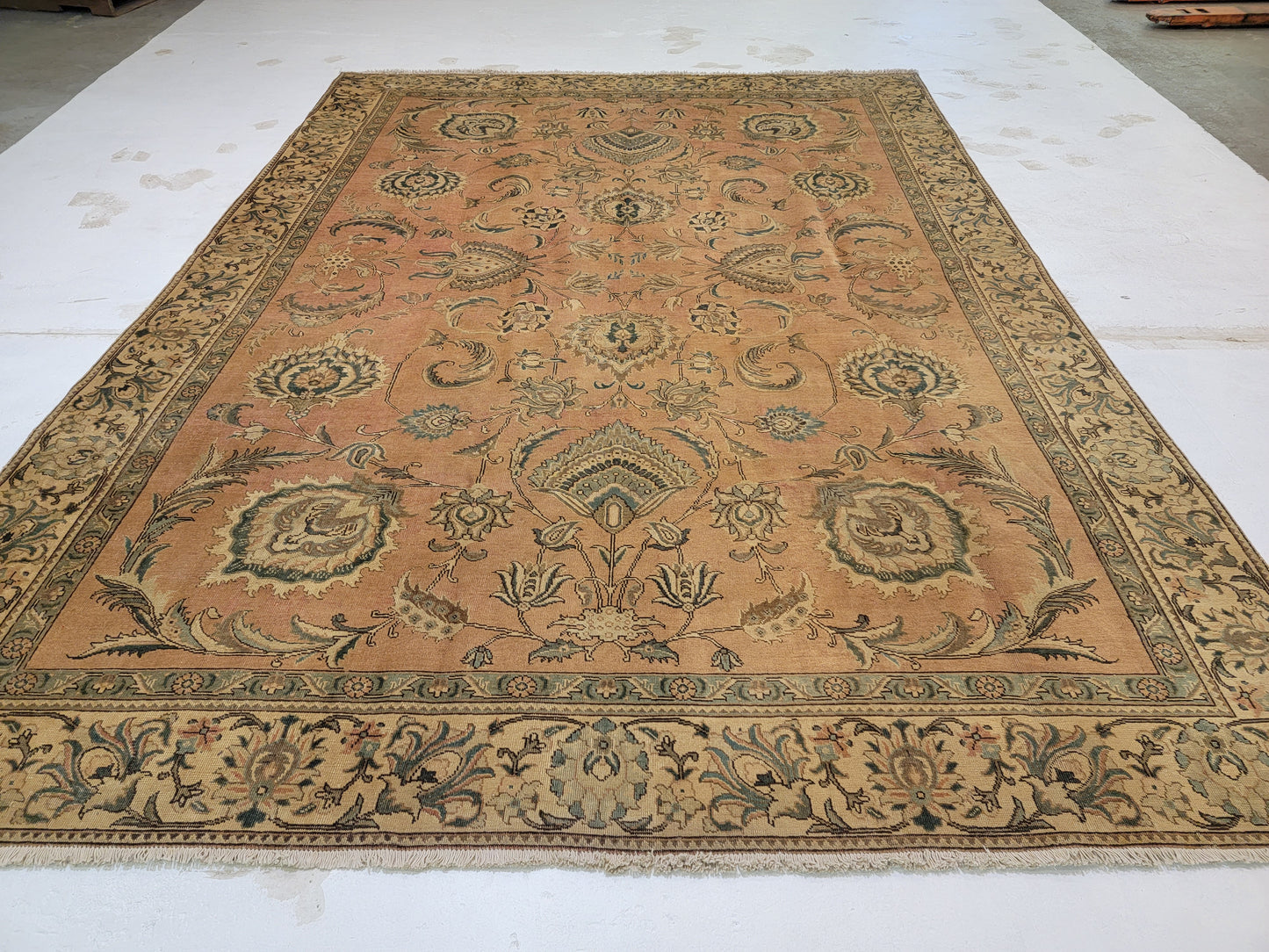 Hand-Knotted Wool Rug Tabriz Shah Abbas design 9'8" x 13'5"