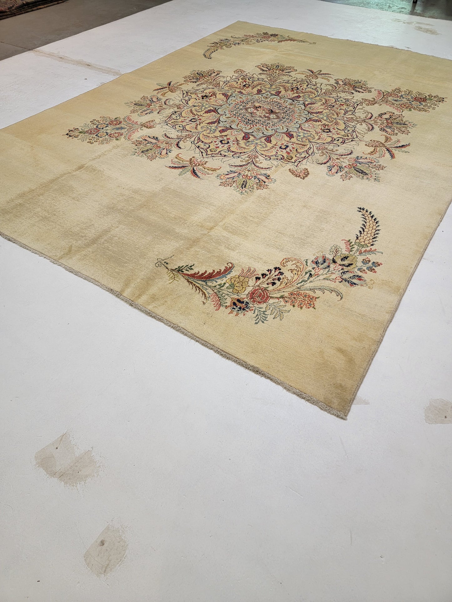 Hand-Knotted Wool Rug Persian Tabriz Open field medallion 9'3" x 12'8"
