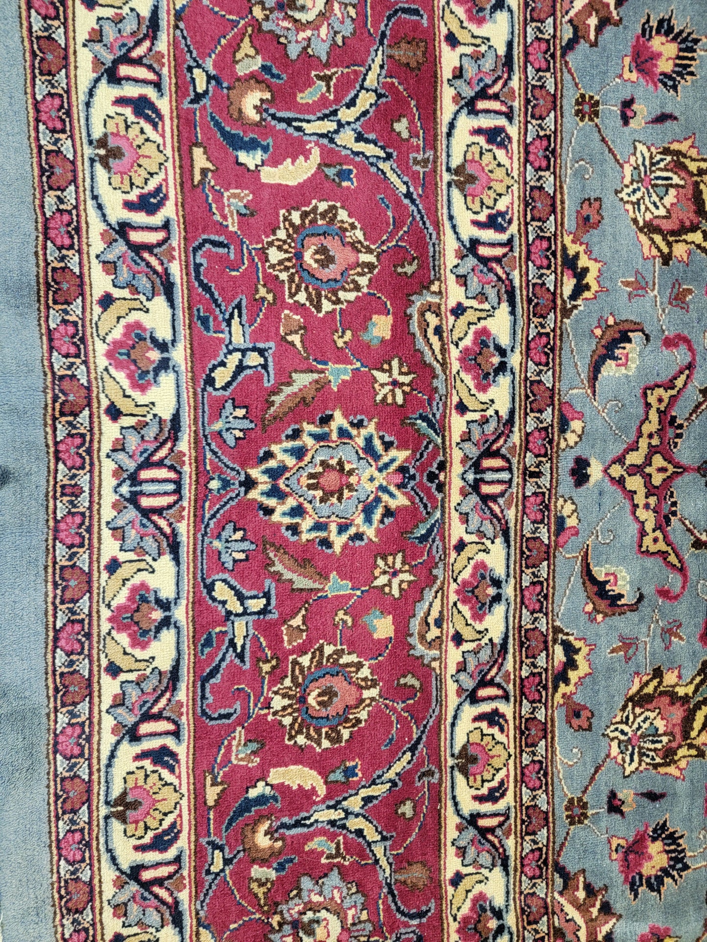Hand-Knotted Wool Rug Mashad Allover Design 9'8" x 12'5"