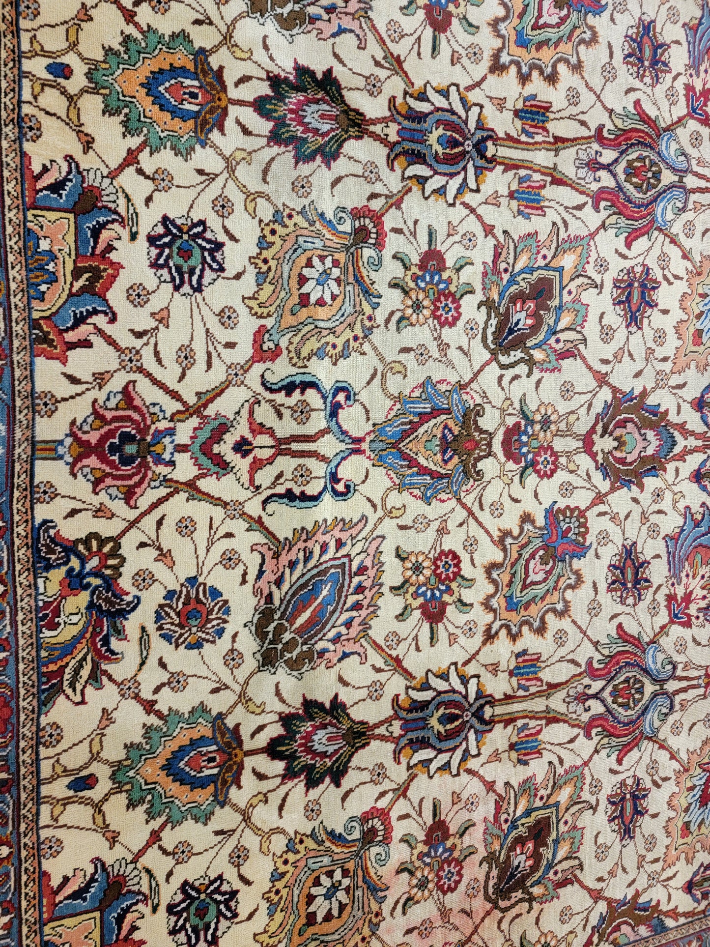 Hand-Knotted Wool Rug Tabriz Allover Design 9'8" x 13'9"