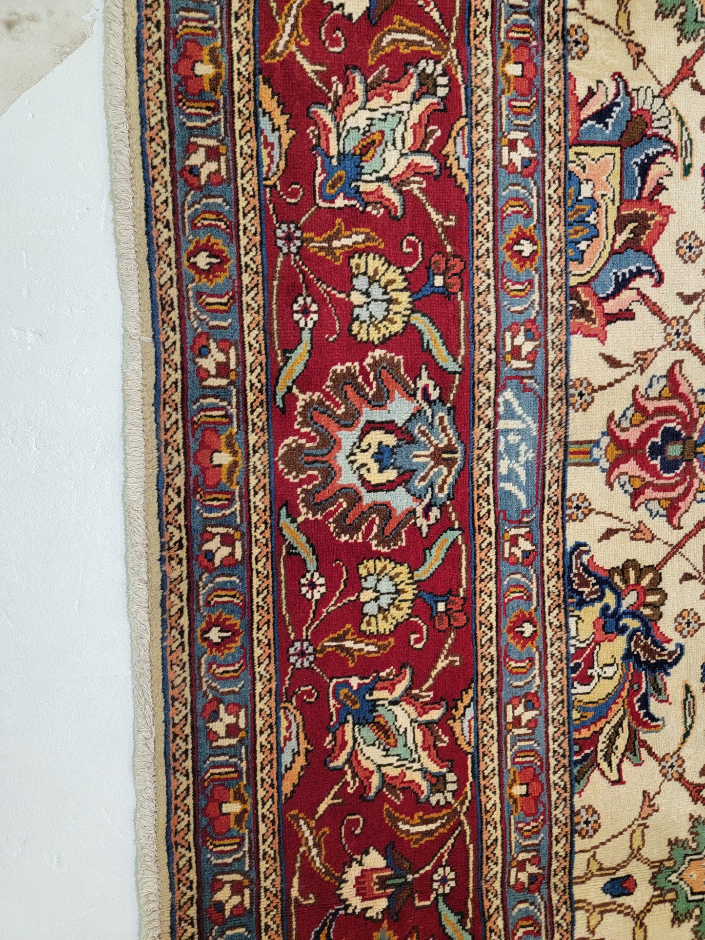 Hand-Knotted Wool Rug Tabriz Allover Design 9'8" x 13'9"