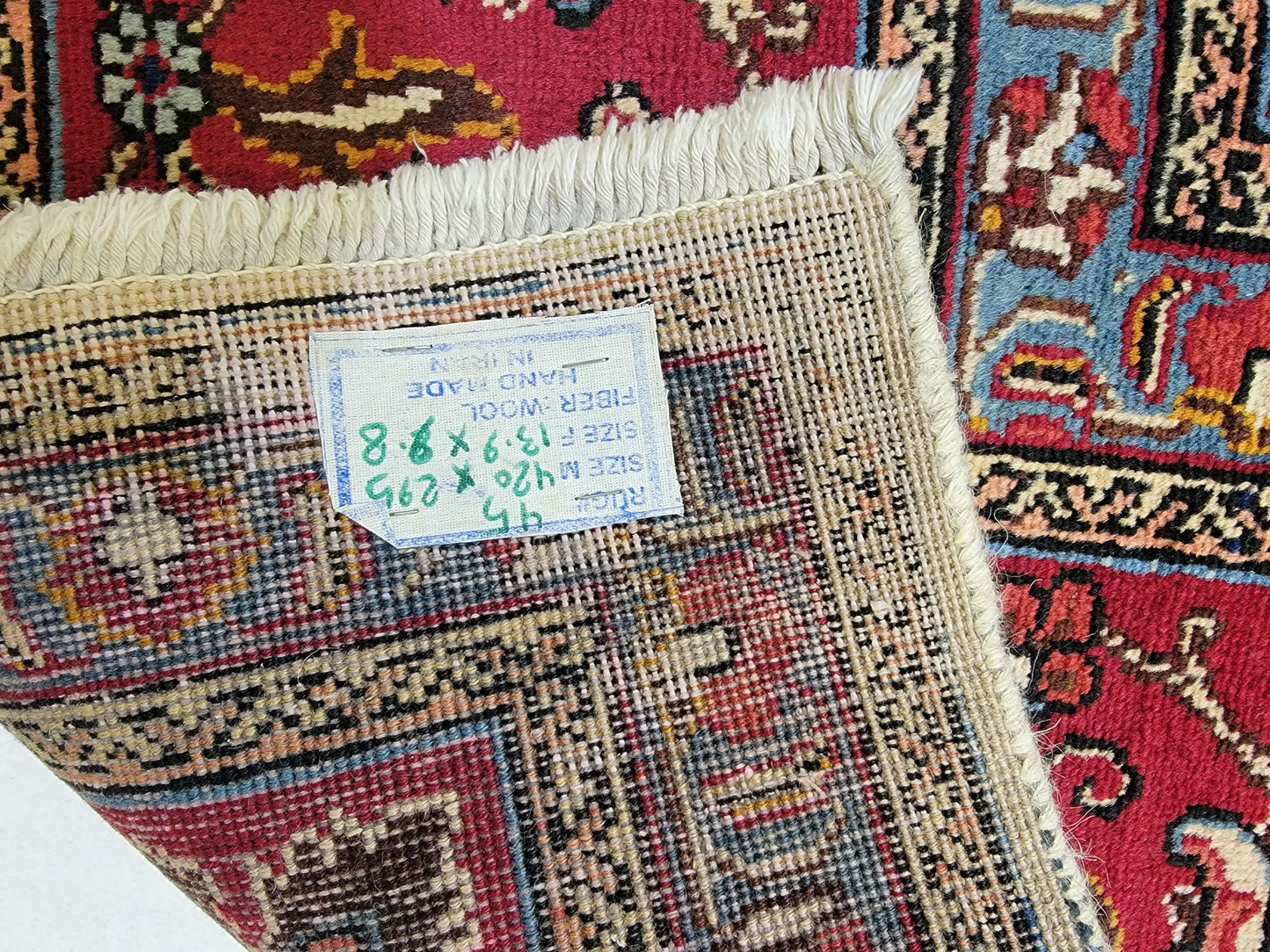 Hand-Knotted Wool Rug Tabriz Allover Design 9'8" x 13'9"