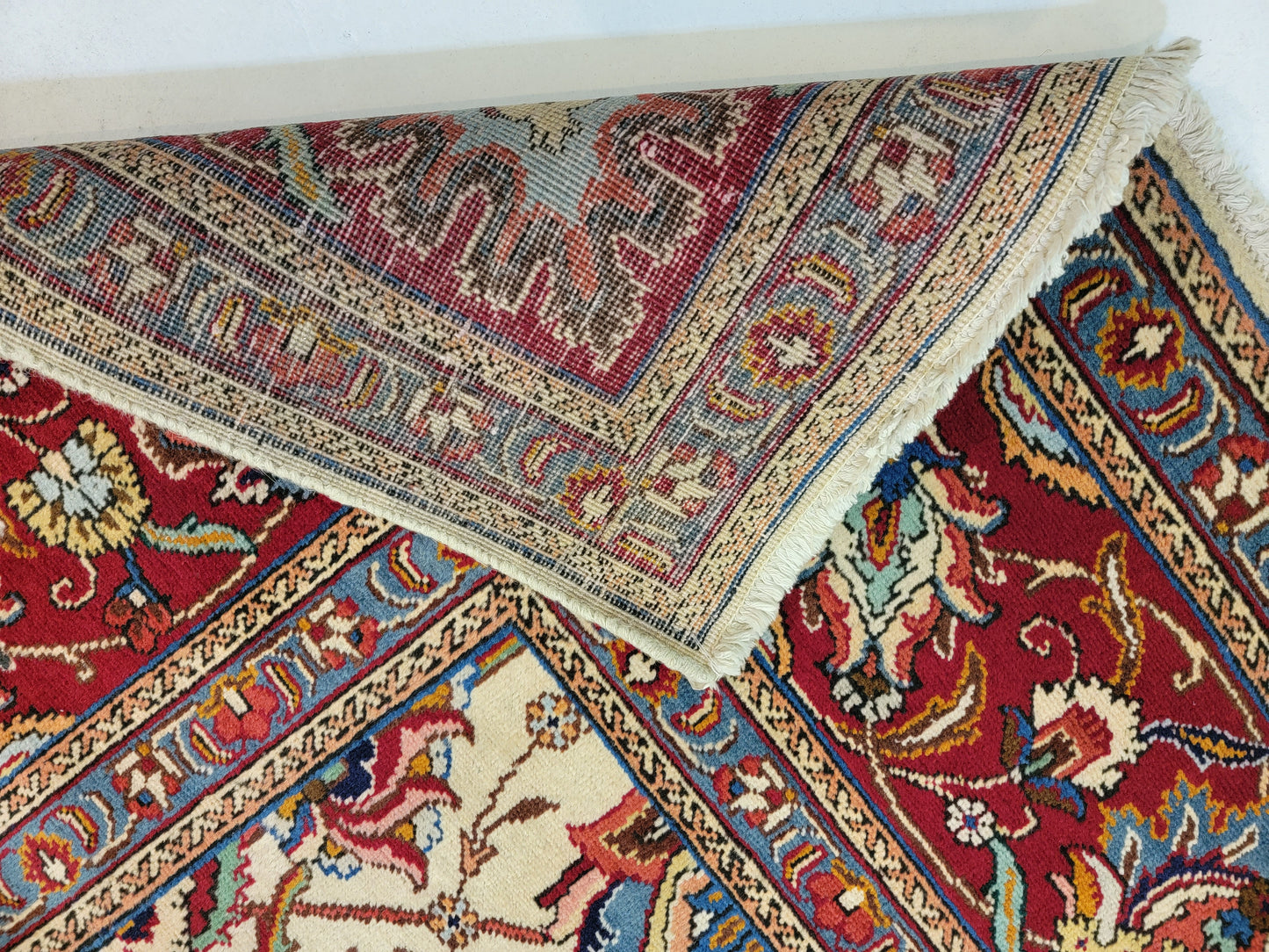Hand-Knotted Wool Rug Tabriz Allover Design 9'8" x 13'9"
