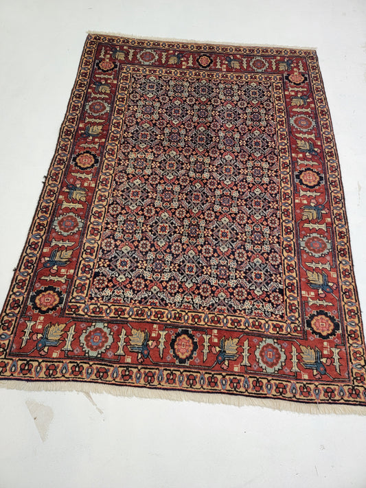 Hand-Knotted Wool Rug Tabriz 4'5" x 6'1"