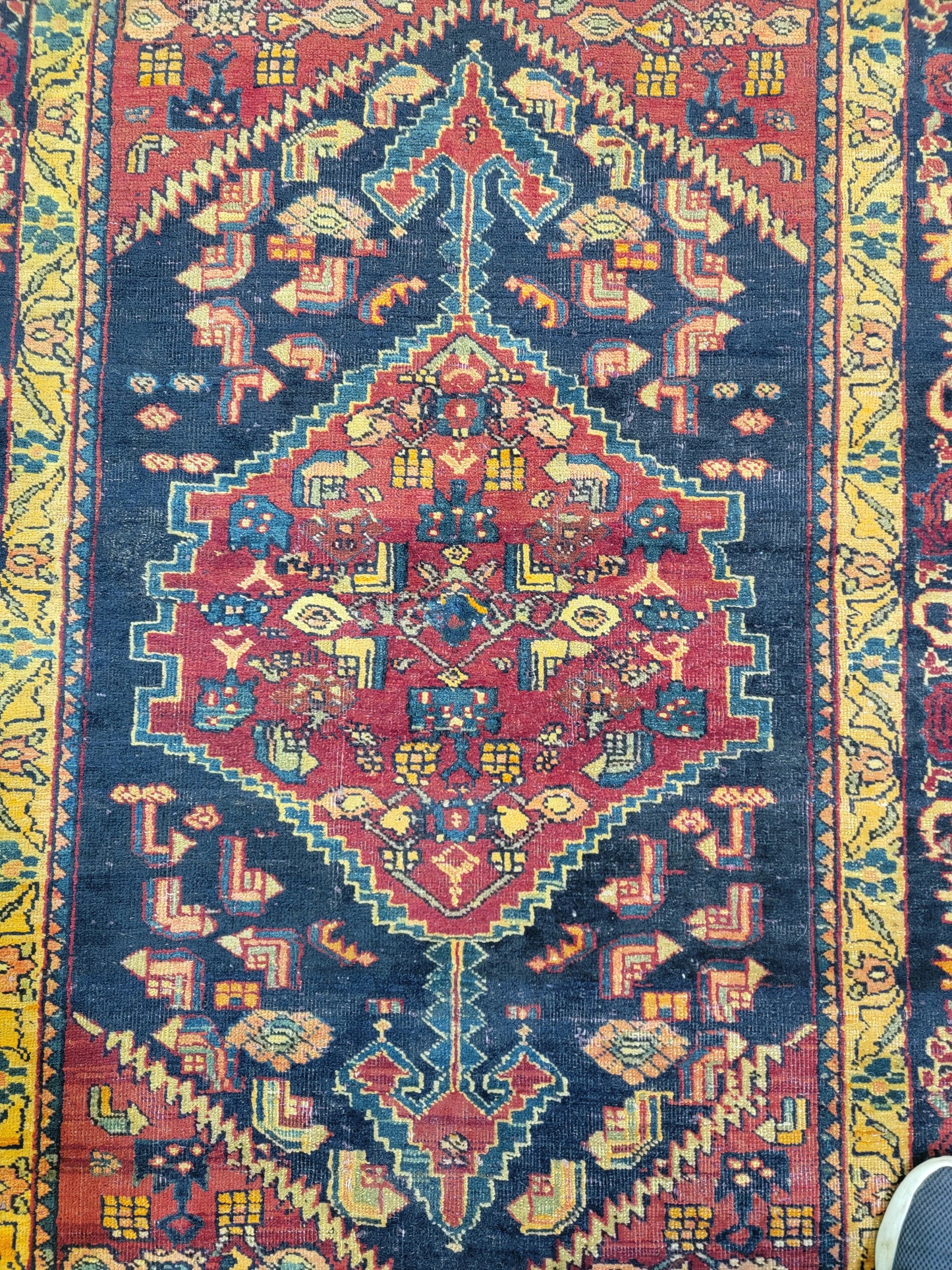 Hand-Knotted Wool Rug Persian Zanjan Nomadic 4'5" x 6'2"