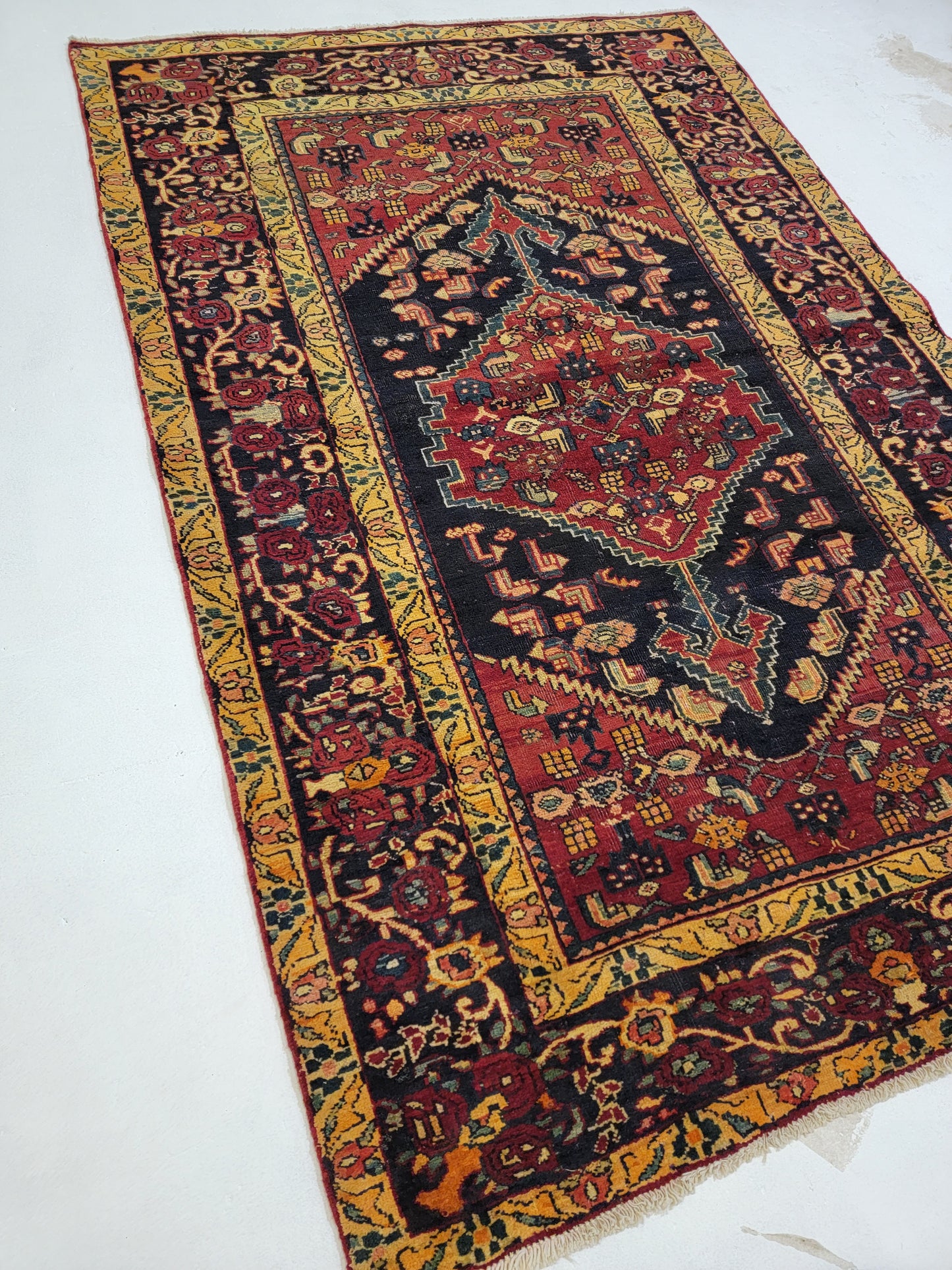 Hand-Knotted Wool Rug Persian Zanjan Nomadic 4'5" x 6'2"