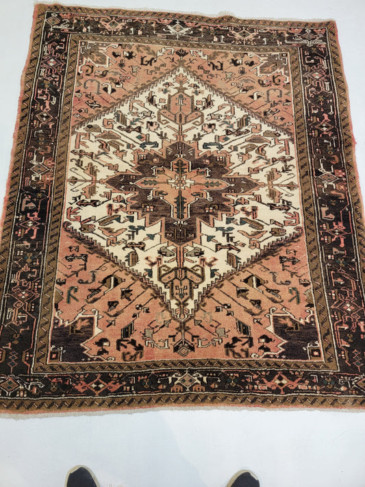 Hand-Knotted Wool Persian Heriz 5' x 6'1"