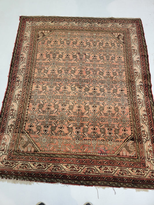 Hand-Knotted Wool Hamedan Hossein Abad 5'1" x 6'4"